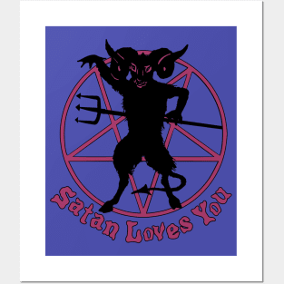 Satan Loves You Vintage Cartoon (Purple Version) Posters and Art